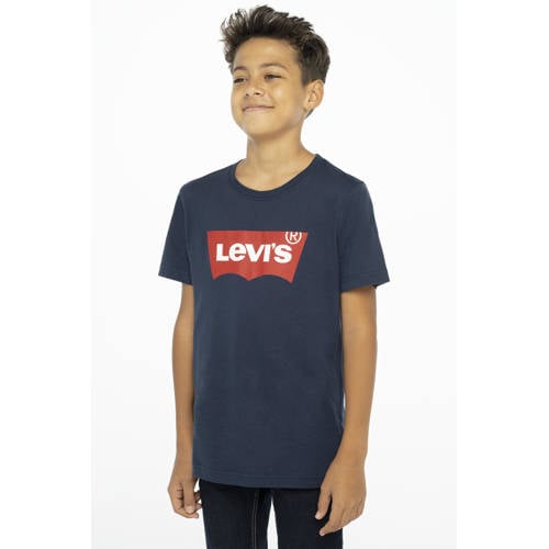 Levi's Kids T-shirt Batwing met logo donkerblauw Jongens Katoen Ronde hals
