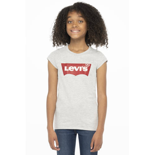 Levi's Kids T-shirt Batwing met logo lichtgrijs Meisjes Katoen Ronde hals
