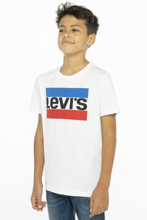 T-shirt met logo wit/blauw/rood