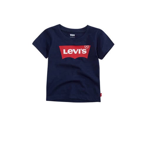 Levi's Kids T-shirt batwing met logo donkerblauw/rood Jongens Katoen Ronde hals - 80 (12M)