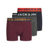JACK & JONES JUNIOR boxershort JACLICHFIELD - antraciet/rood/zwart (set van 3)