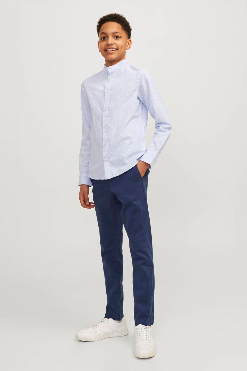 Donkerblauwe jongens JACK & JONES JUNIOR broek van katoen met slim fit, low waist en effen