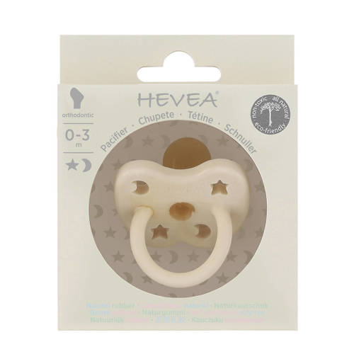 Hevea fopspeen orthodontisch natuurrubber Milky White 0-3 mnd Ecru