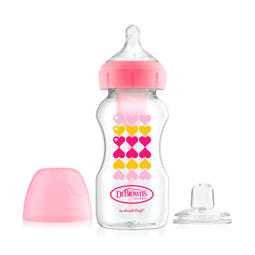 Dr. Brown's Dr. Brown's Options + Bottle to Sippy starterkit BH 270 ml roze Fles