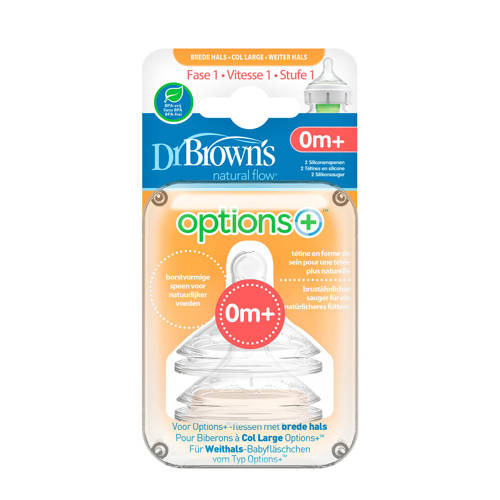 Dr. Brown's Options + Speen Fase 1 Brede Halsfles (2 st) Transparant