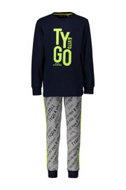 thumbnail: Donkerblauw en grijze jongens TYGO & vito pyjama van katoen met skinny fit en logo dessin