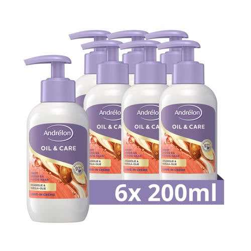 Andrélon Oil & Care leave-in crème - 6 x 200 ml Haarserum