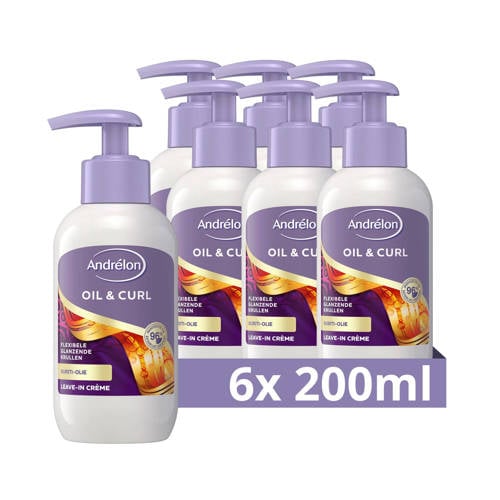 Andrélon Oil & Curl leave-in crème - 6 x 200 ml Haarserum