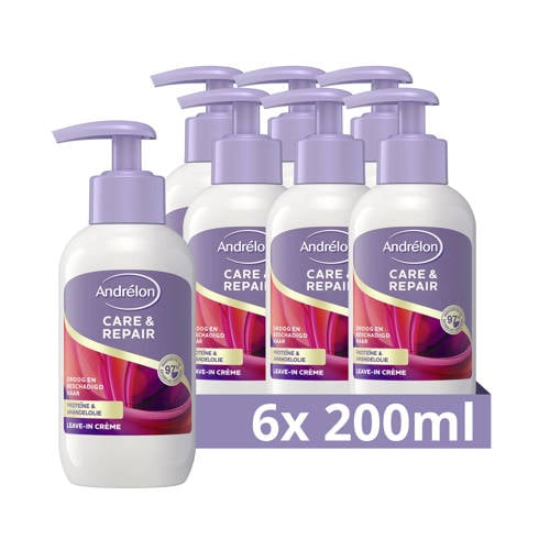 Andrélon Care & Repair leave-in crème - 6 x 200 ml Haarserum