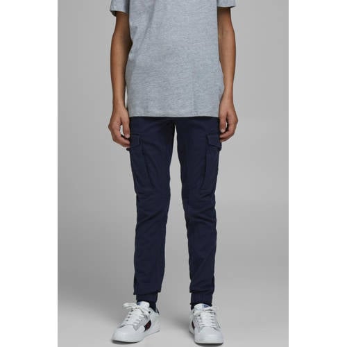 JACK & JONES JUNIOR cargobroek JJIPAUL donkerblauw Jongens Stretchkatoen - maat 158 afbeelding