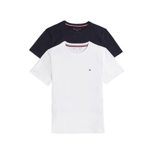 Tommy Hilfiger T-shirt - set van 2 donkerblauw/wit Jongens Katoen Ronde hals - maat 128-140 afbeelding