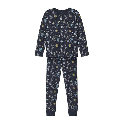 NAME IT KIDS pyjama NKMNIGHTSET donkerblauw Jongens Biologisch katoen Ronde hals