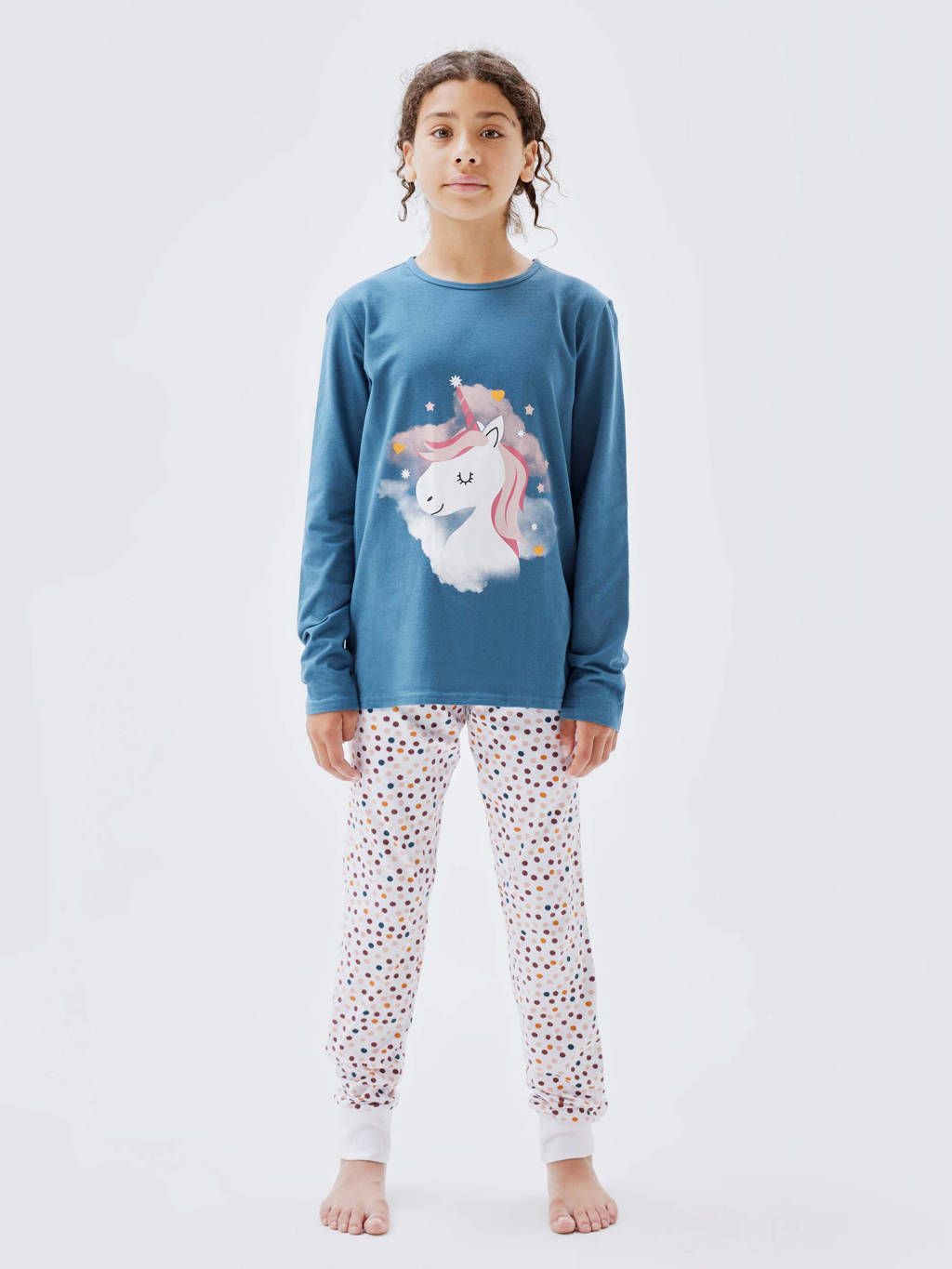 pyjama NKMNIGHTSET blauwgroen/wit/roze