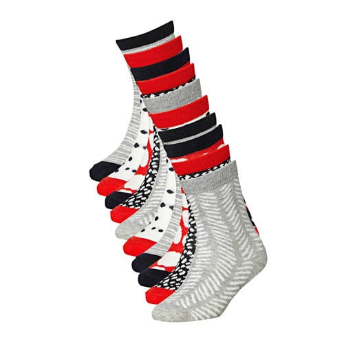 Apollo sokken met all-over print - set van 10 rood Meisjes Katoen Mixprint