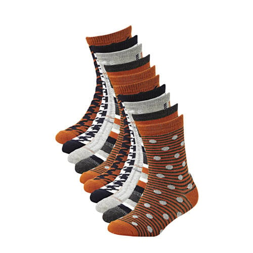 Apollo sokken met all-over print - set van 10 oranje Meisjes Katoen Mixprint