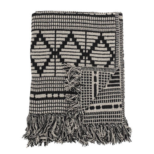 Bloomingville plaid (160x130 cm) Zwart | Plaid van