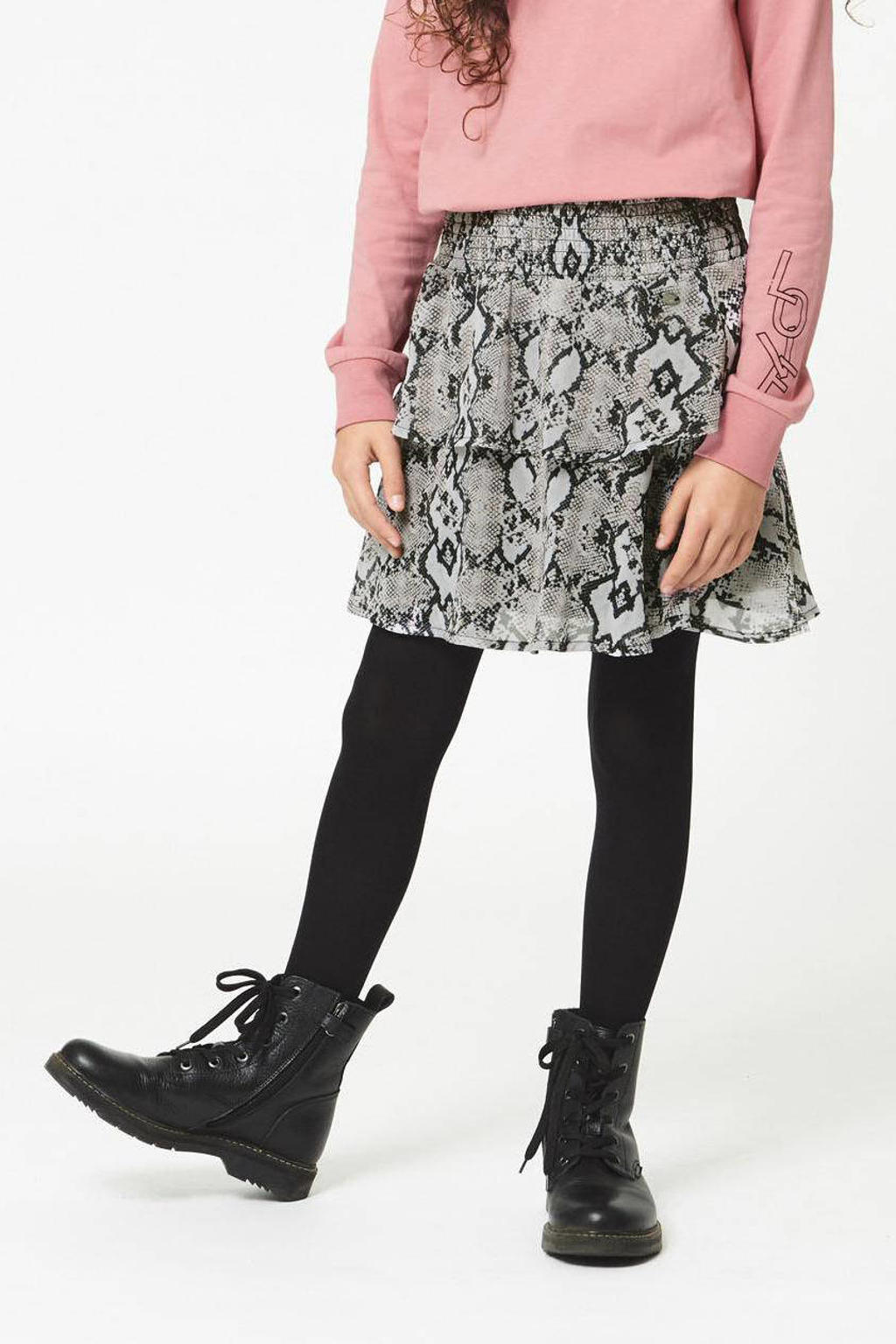 Beige en zwarte meisjes CoolCat Junior rok Ruby met slangenprint gemaakt van polyester en met elastische tailleband