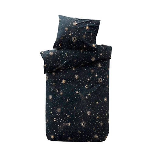 Wehkamp Home katoenen dekbedovertrek peuter (120x150 cm) Zwart Sterren