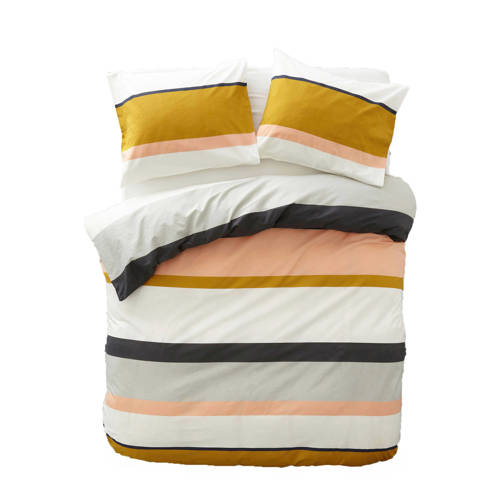 Wehkamp Home katoenen dekbedovertrek 1 persoons (140x220 cm) Wit Streep