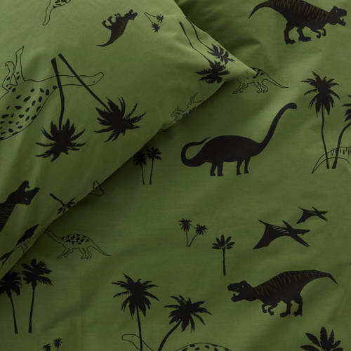 Wehkamp Home katoenen dekbedovertrek peuter (120x150 cm) Groen Dierenprint