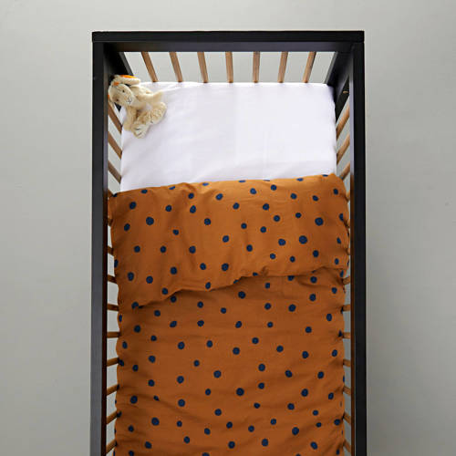 Wehkamp Home katoenen dekbedovertrek baby (100x135 cm) Bruin Stip