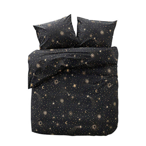 Wehkamp Home katoenen dekbedovertrek 1 persoons (140x220 cm) Zwart Sterren