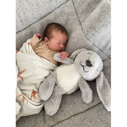Flow Amsterdam hartslagknuffel milo konijn grijs knuffel 18 cm