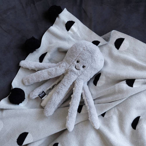 Flow Amsterdam hartslagknuffel olly octopus grijs knuffel 24 cm