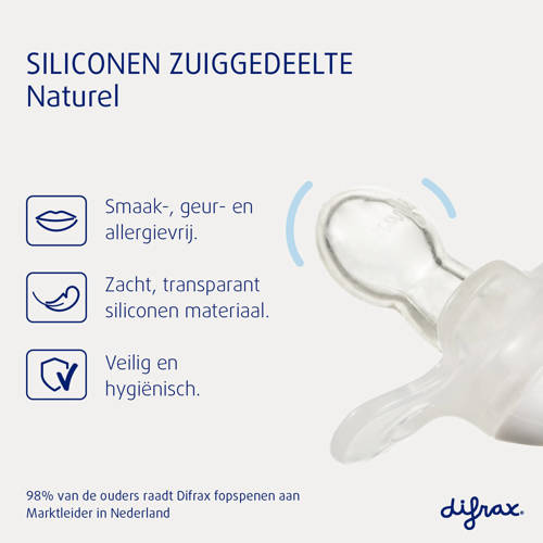 Difrax Fopspeen Pure Natural 0-6 maand- Ice|Cinnamon|Raspberry|Peachy 4 stuks Multi