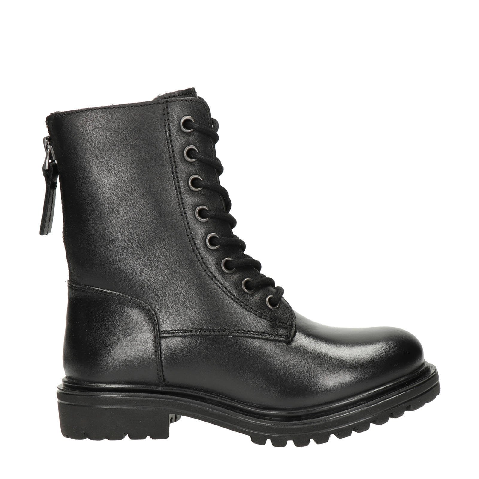 Nelson Kids leren veterboots zwart kleertjes