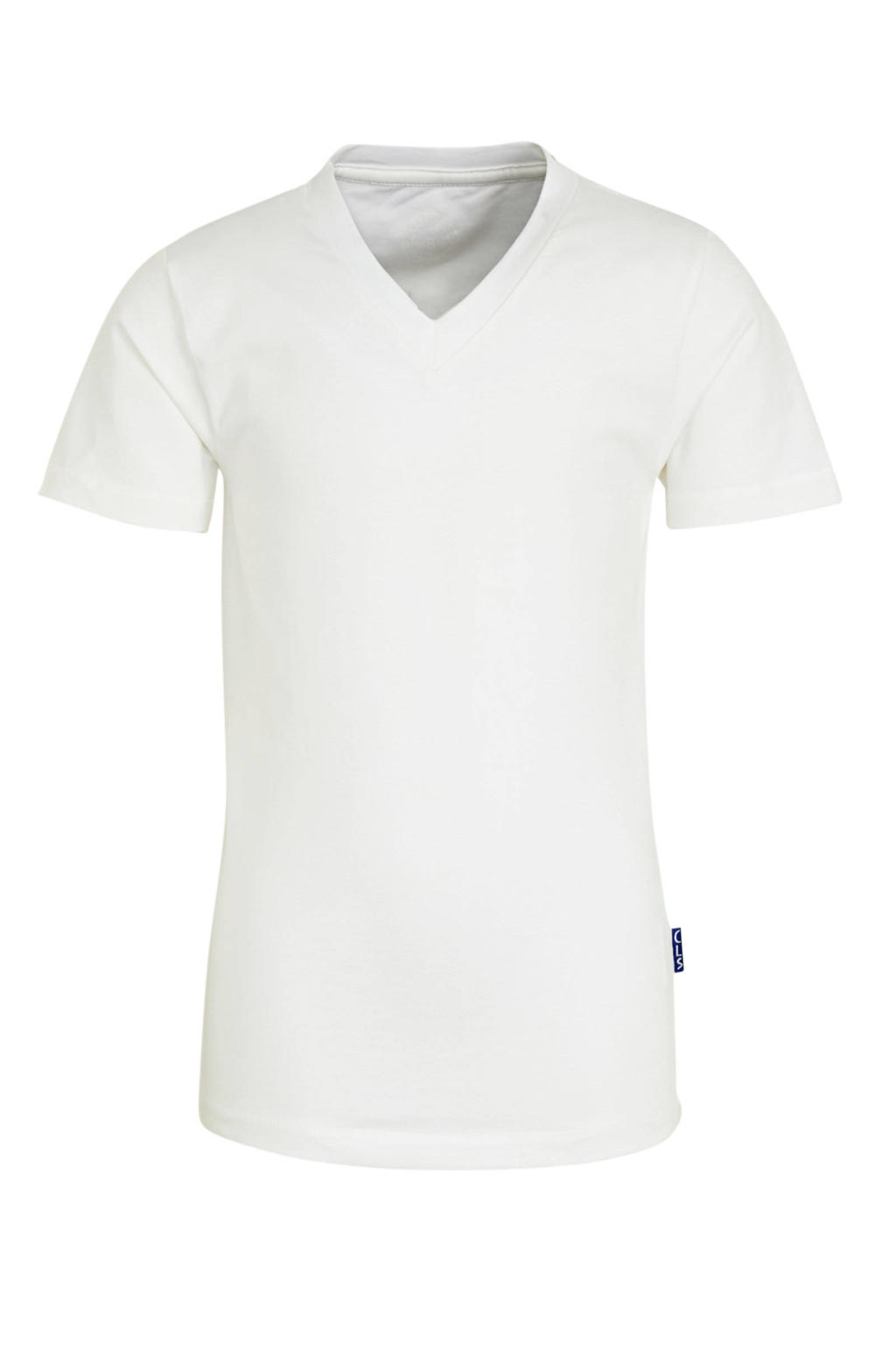 Witte jongens Claesen's T-shirt van stretchkatoen met korte mouwen en V-hals