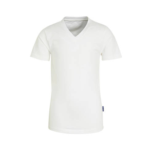 Claesen's T-shirt wit Jongens Stretchkatoen V-hals Effen
