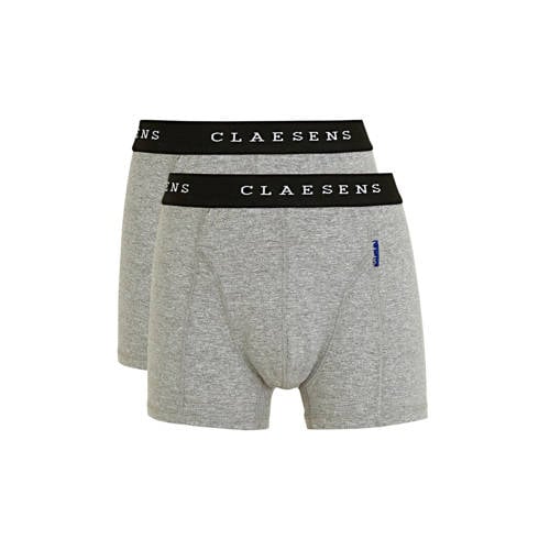 Claesen's boxershort - set van 2 grijs melange/wit Jongens Stretchkatoen