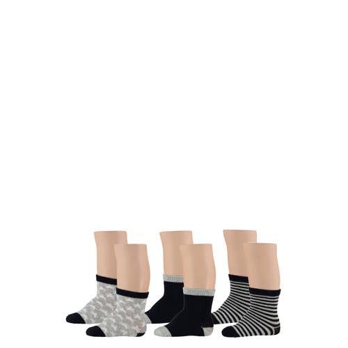 Apollo sokken - set van 6 grijs/blauw Jongens Stretchkatoen All over print