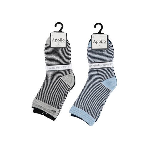 Apollo gestreepte sokken - set van 6 grijs/blauw Jongens Stretchkatoen