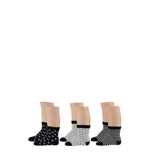 Apollo sokken - set van 6 blauw/grijs Meisjes Stretchkatoen All over print