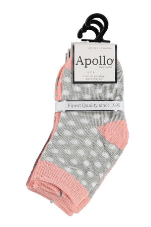 sokken - set van 6 roze/grijs
