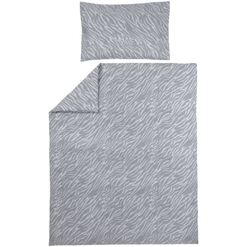 Meyco katoenen dekbedovertrek ledikant (100x135 cm) Grijs Dierenprint afbeelding