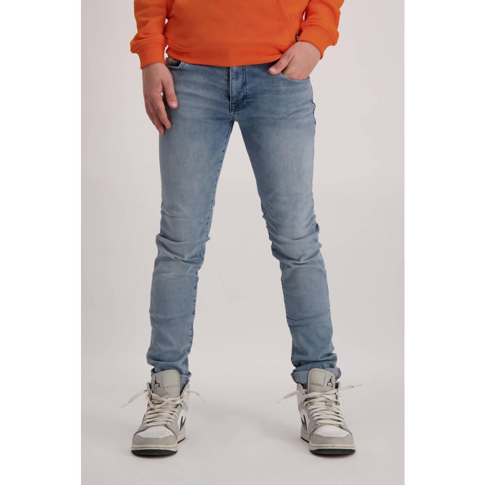 Light blue denim jongens Cars slim fit jeans Rooklyn met effen