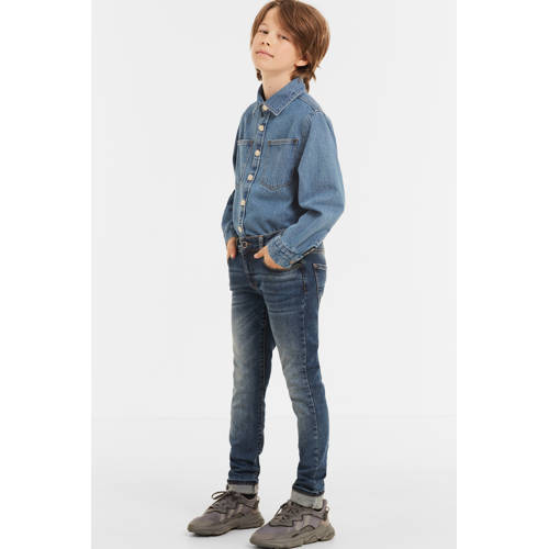 Cars slim fit jeans Rooklyn dark used Blauw Jongens Stretchdenim Effen