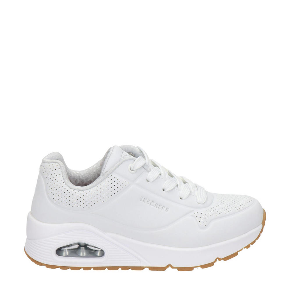 Witte jongens en meisjes Skechers Sketchers sneakers van imitatieleer met veters