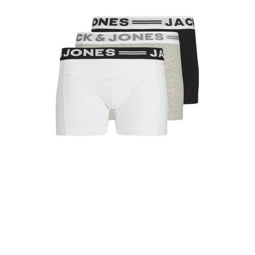 JACK & JONES JUNIOR boxershort - set van 3 zwart/wit/grijs melange Jongens Stretchkatoen