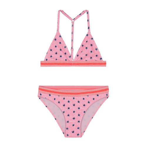 Shiwi triangel bikini Stardust met all over print roze Meisjes Polyester