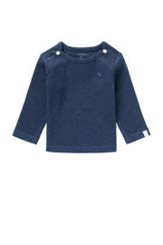 thumbnail: Donkerblauwe jongens en meisjes Noppies baby baby ribgebreide longsleeve Natal van katoen met effen, lange mouwen, ronde hals, drukknoopsluiting en borduursels