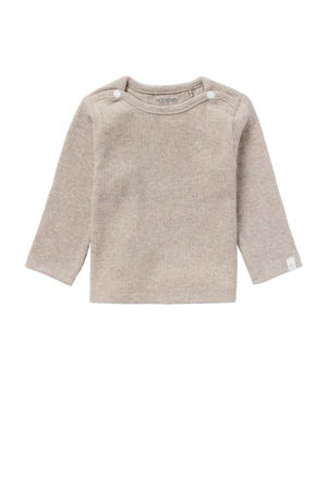 baby gemÃªleerde ribgebreide longsleeve Natal met katoen taupe melange