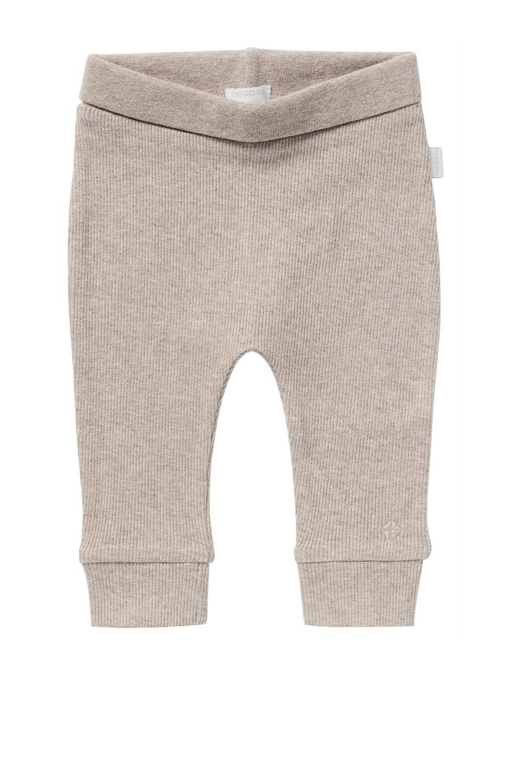Taupe Noppies baby baby broek Naura melange van katoen met regular fit, regular waist, elastische tailleband en effen