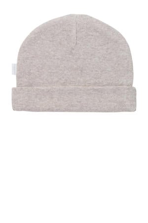 rib gebreide newborn muts Nevel taupe melange