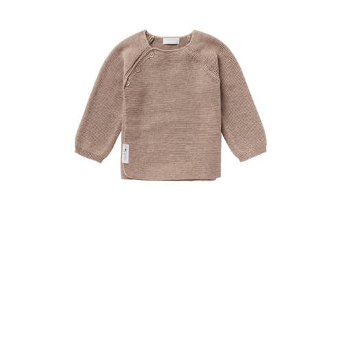 Noppies baby baby longsleeve Pino van katoen taupe melange Trui Bruin Effen - maat 74 afbeelding