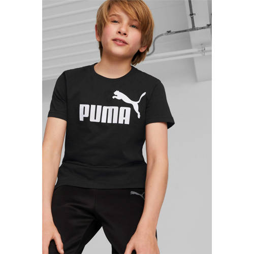 Puma T-shirt zwart Jongens Katoen Ronde hals Logo