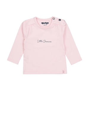 baby longsleeve met katoen lichtroze/donkerblauw